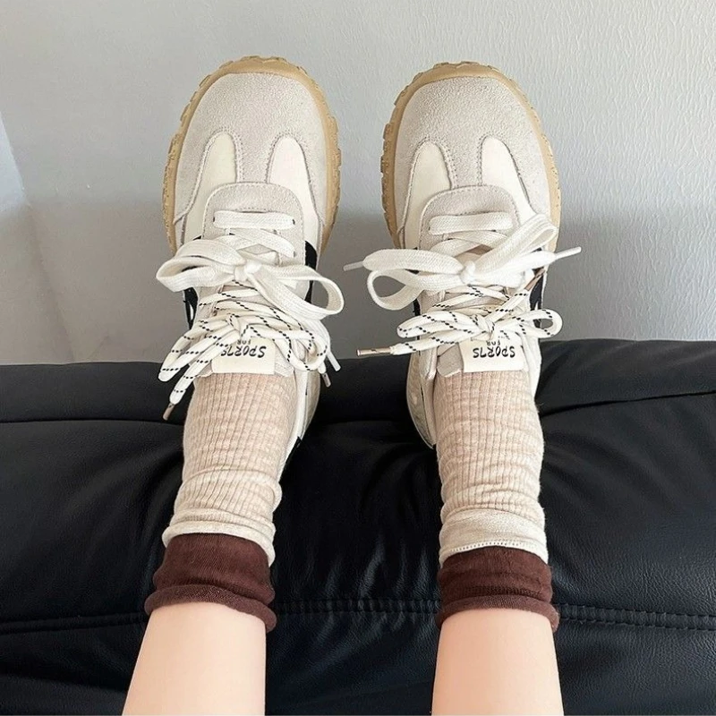 

Summer New Vintage German Training Shoes Thick Sole Wedge Sneakers Height Increasing Casual Platform Shoes for Petite