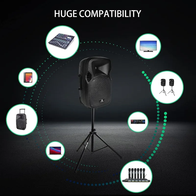 파티 12 12인치 1000W 2웨이 파워드 PA 스피커 시스템 콤보 세트 (블루투스/USB 드라이브 읽기 기능/SD 카드 읽기 기능 포함)