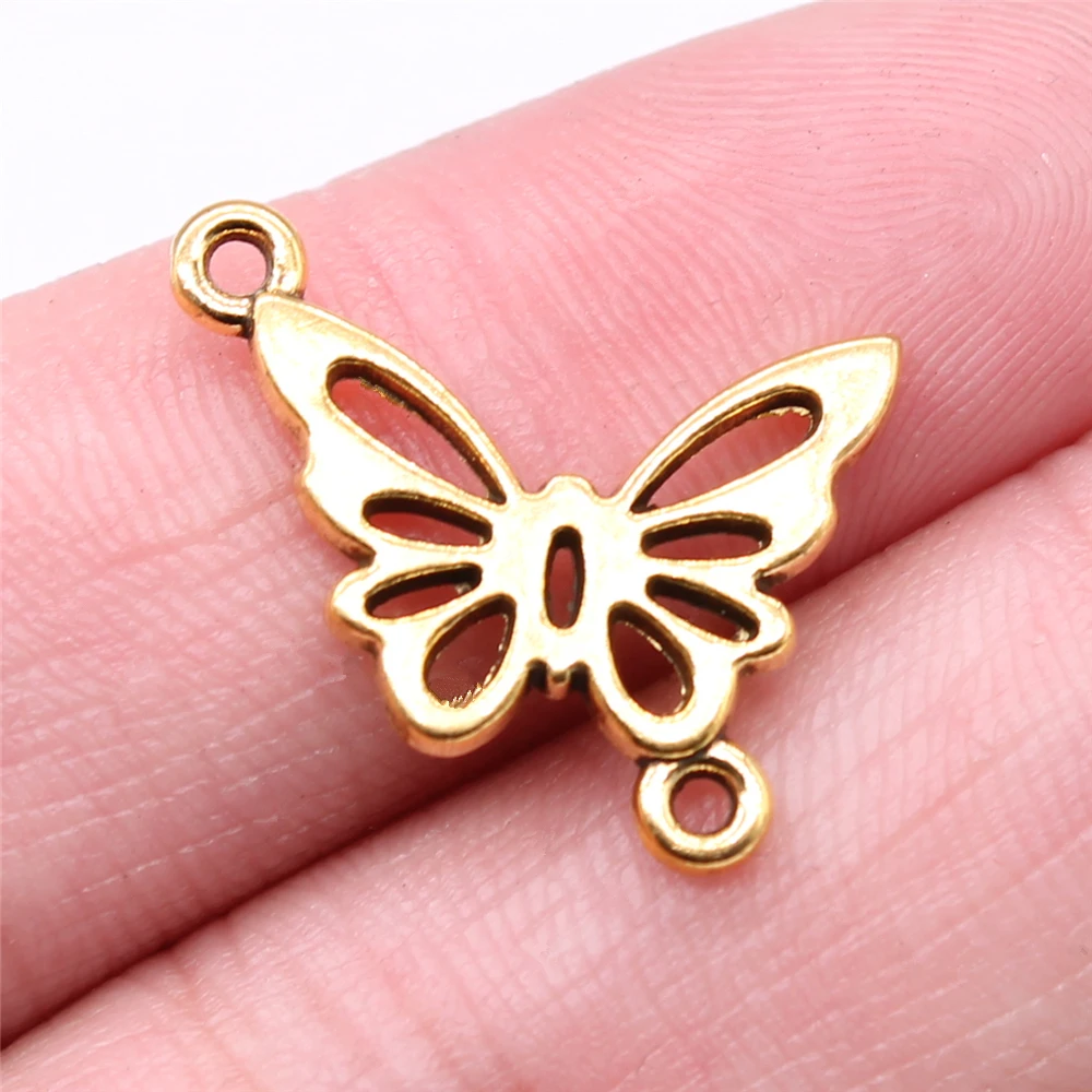 WYSIWYG 20pcs Charms 20x17mm Butterfly Connector Charms For Jewelry Making DIY Jewelry Findings Alloy Charms