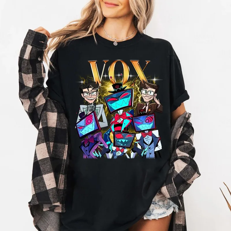 Vox Hazbin Hotel T-shirt Summer Men's and Women's Loose and Breathable T-shirt Top