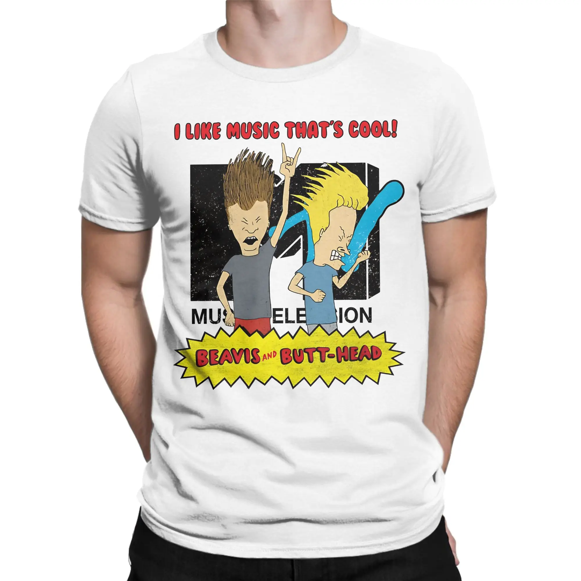 

Beavis and Butthead I Like Music T Shirt Men Women's 100% Cotton Casual T-Shirt Crew Neck Tee Shirt Short Sleeve Tops 4XL 5XL