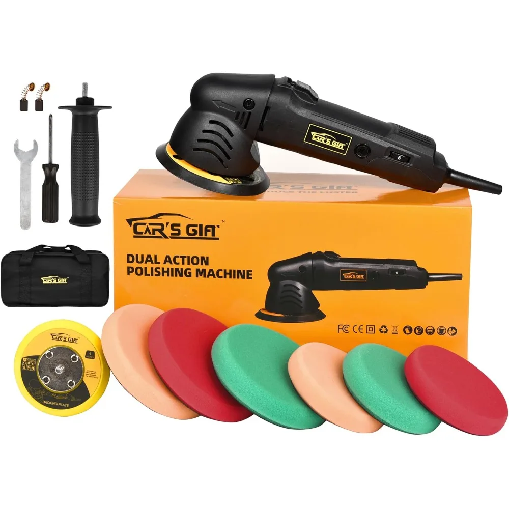 Dual Action Polisher,บัฟเฟอร์รถ 5 นิ้ว Random Orbital Polisher 6 VARIABLE Speed Waxing Kit สําหรับรายละเอียดรถขัด (10 รายการ)