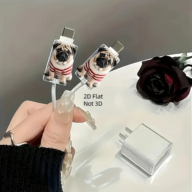 Cute Red and White Sweater Khabby Dog Data Cable Protector Anti Folding For iPhone For Samsung Type-C Data Cable Protector