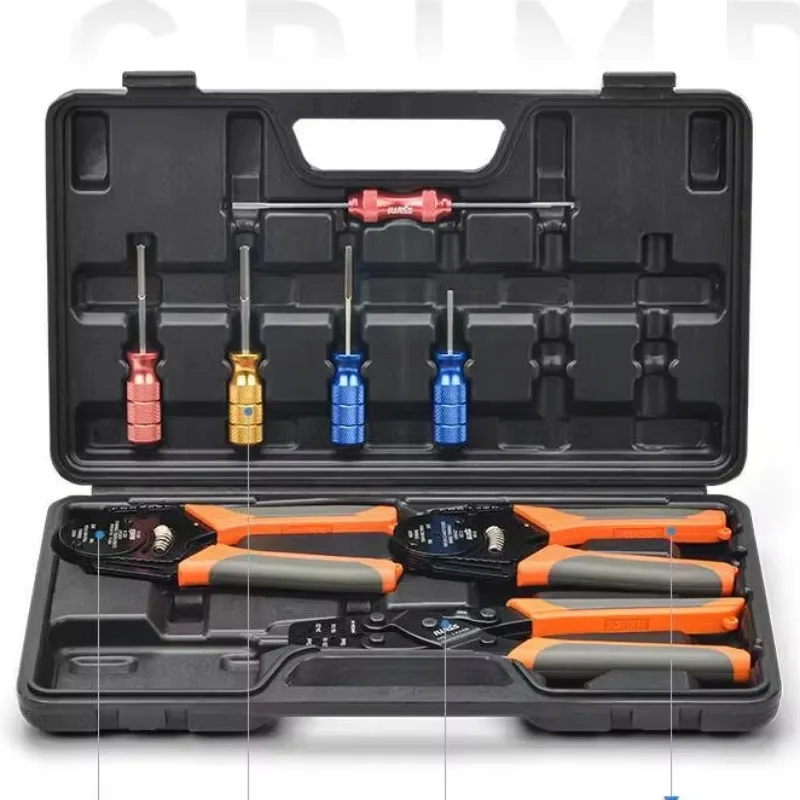 New Manual Pin Insertion Crimping Pliers Set Car DT Connector Spring-Loaded Terminal Removal Tool Kit Black/Orange/Gray