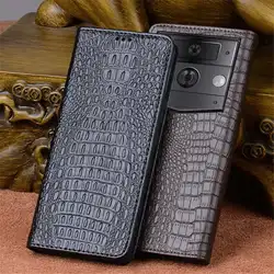 Genuine Cowhide Leather Crocodile Flip Case For VERTU METAVERTU 2 Retro Business Cover