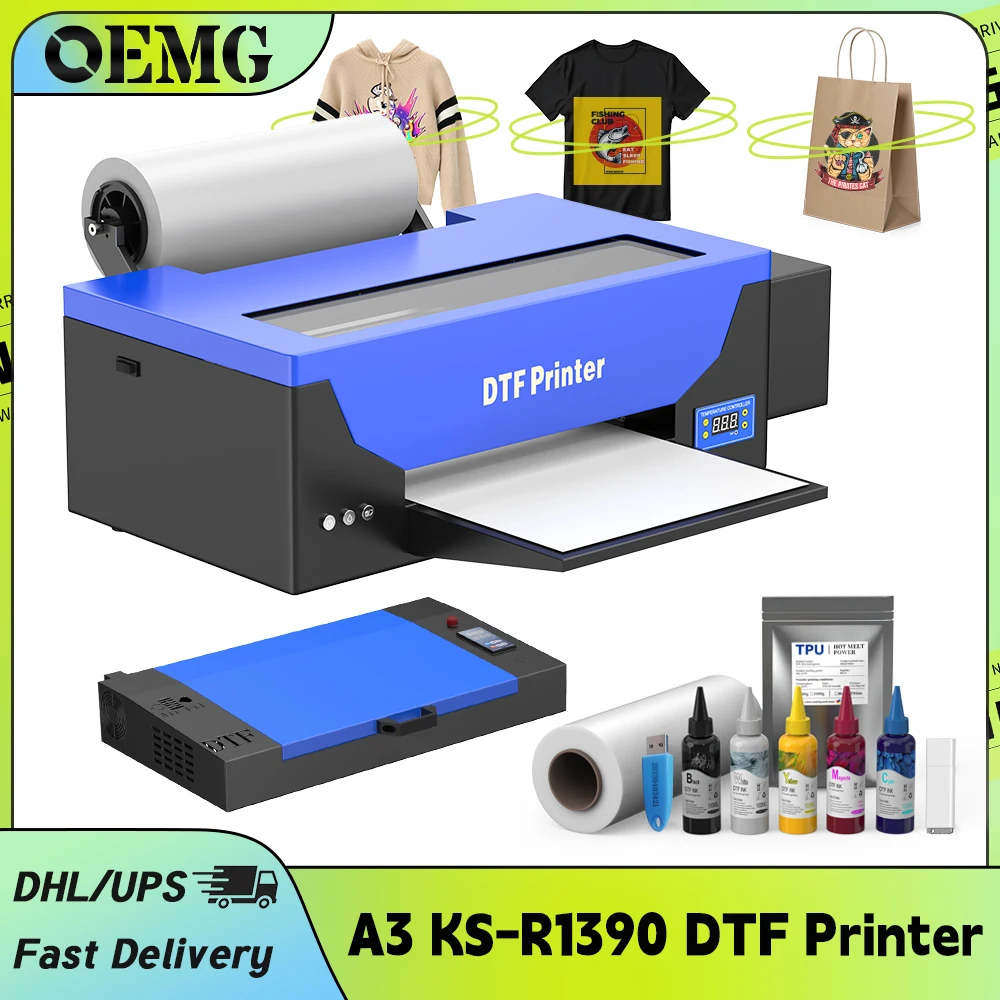 

Принтер OEMG A3 KS-R1390 DTF с духовой печью Impresora A3 DTF для Epson R1390 Для футболок, толстов, сумок, тканевой печатной машины