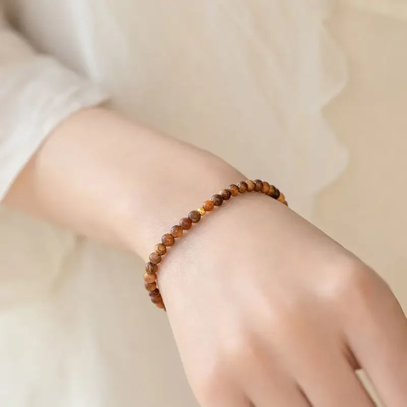 Huaqinan Buddha Beads Bracelet Old Sandalwood Sandalwood Bracelet Handheld Prayer Beads Meditation Bracelet High-End Lucky Beads