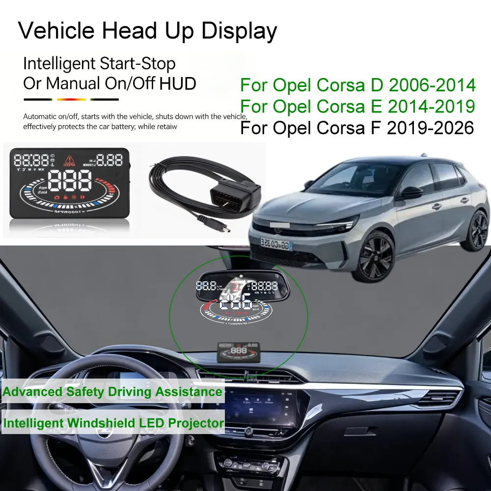 Car HUD Head Up Display For Opel Corsa D 2006-2014 E 2014-2019 F 2019-2026 Auto Electronics Accessories