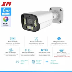 Telecamera POE di sicurezza esterna da 8mp AI 98ft telecamera IP NightColor con rilevamento facciale/umano H.265 + Audio bidirezionale di videosorveglianza