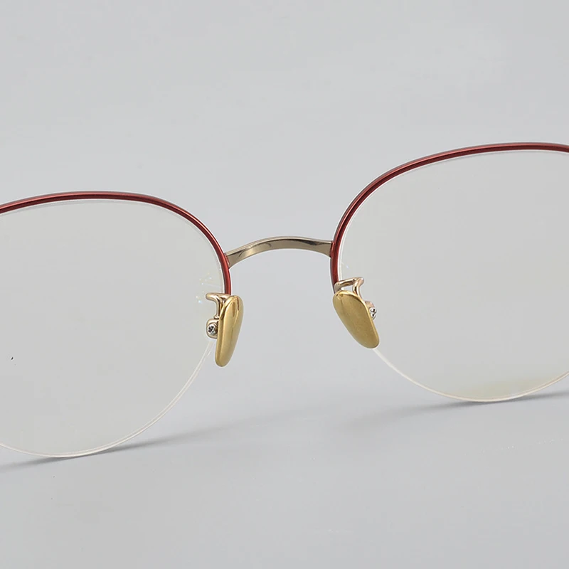 2024 New Half fram Titanium oval Eyeglass frame Men And Women High Quality Fashion Designer Handwork Personalized  Retro Glasses