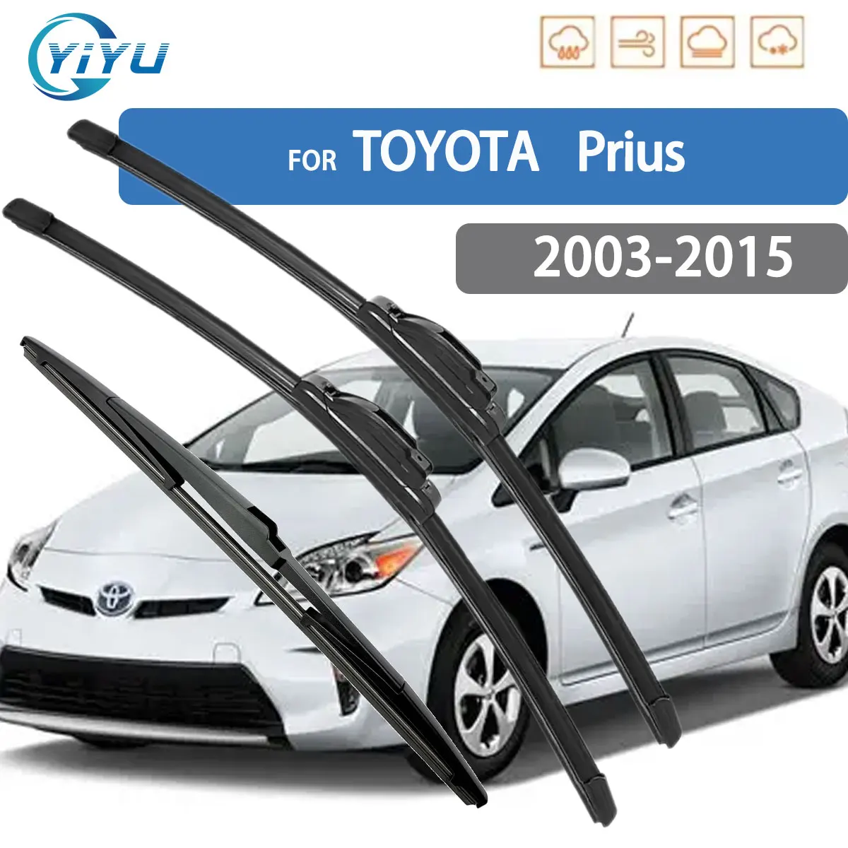 

3PCS Car Wiper For TOYOTA Prius 2003-2015 Front Rear Wiper Blades Brushes Car Accessories