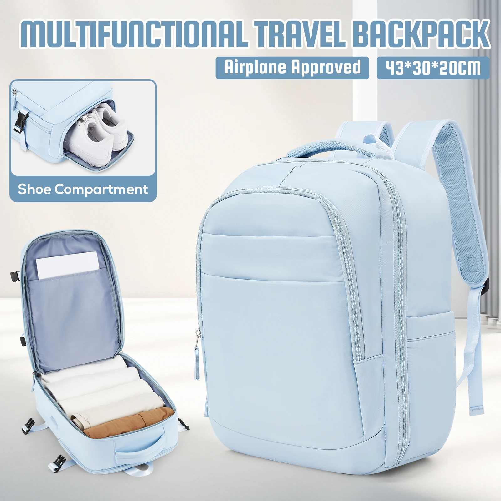 Mochila de viaje para avión de cabina para equipaje de mano para mujer Abon, mochila para cuaderno universitario, mochila escolar, mochila Wizzair 40x30x20