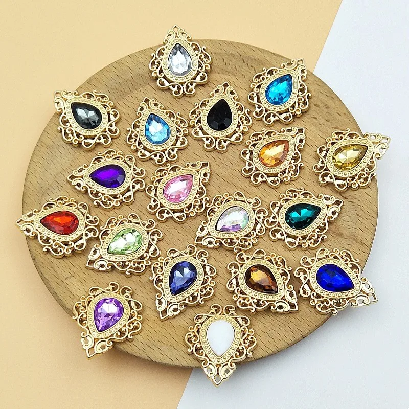 10Pcs Alloy Simple Water Droplet Flower Pendant Hanging Buckle Handmade DIY Phone Case Children's Hair Accessories