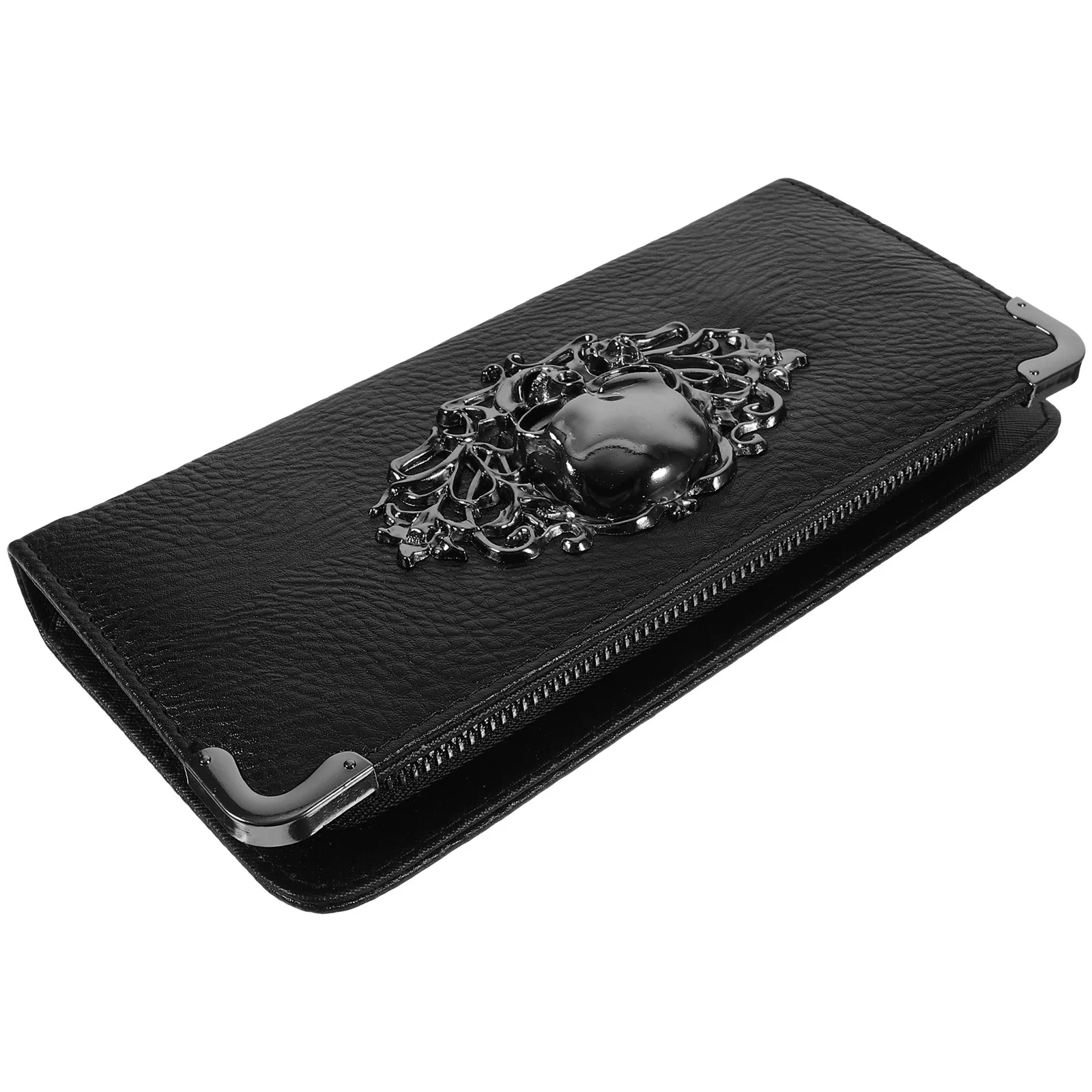 Versione coreana lunga retrò punk modello teschio pochette nera portafoglio da donna donna lungo stile punk retrò modello teschio