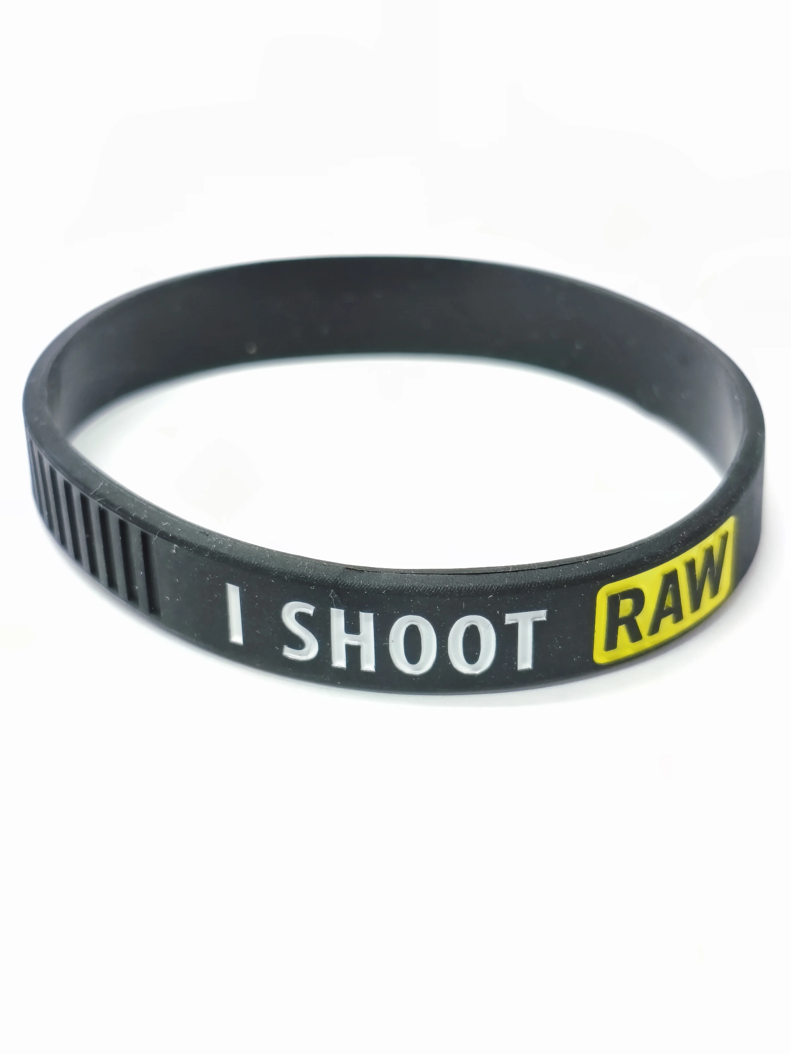 Yellow I SHOOT RAW Silicone bracelet Photographer\'s Wristband