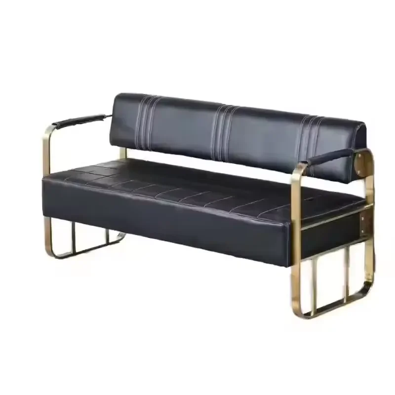 Modern Leather Three Seat Sectional Office Waiting Sofa for Hotel Gym Salon and Barber Shop Salon Furniture