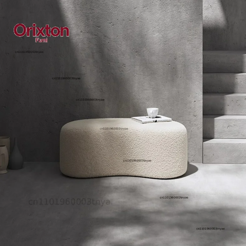 Stool INS Lamb Changing Wool Foot Stool Bedroom Pouf Nordic Shoe Ottoman Creative Design Living Room Floor Sofa Bench