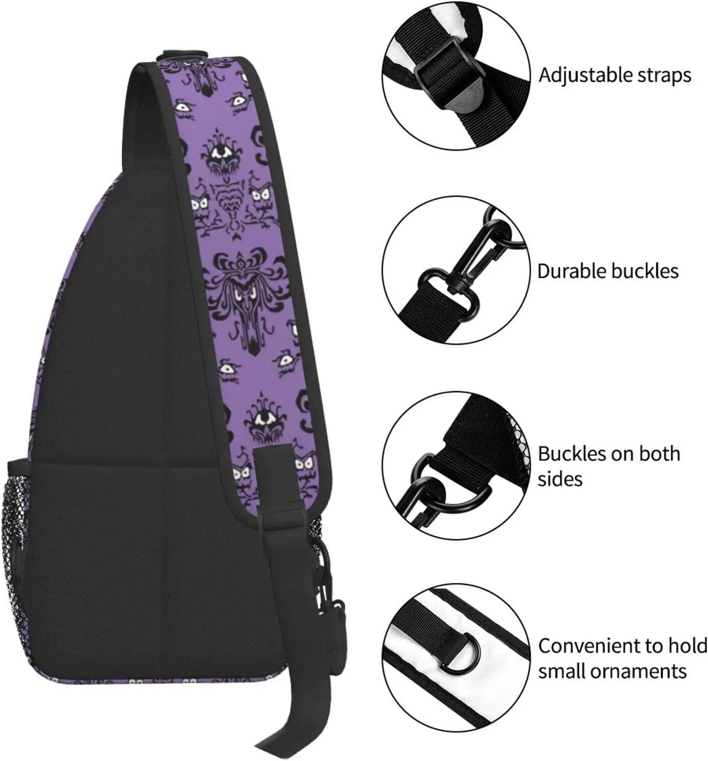 Haunted Mansion Sling Bag Crossbody Travel Hiking Chest Backpack One Shoulder Daypack for Women Men Unisex Cycling Gym