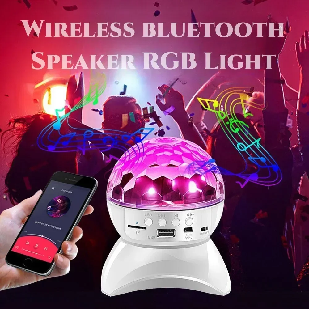 Festivales de fiesta en casa Altavoz inalámbrico Bluetooth DJ Etapa 360 °   Luz nocturna giratoria de bola de discoteca para luz RGB de barra KTV