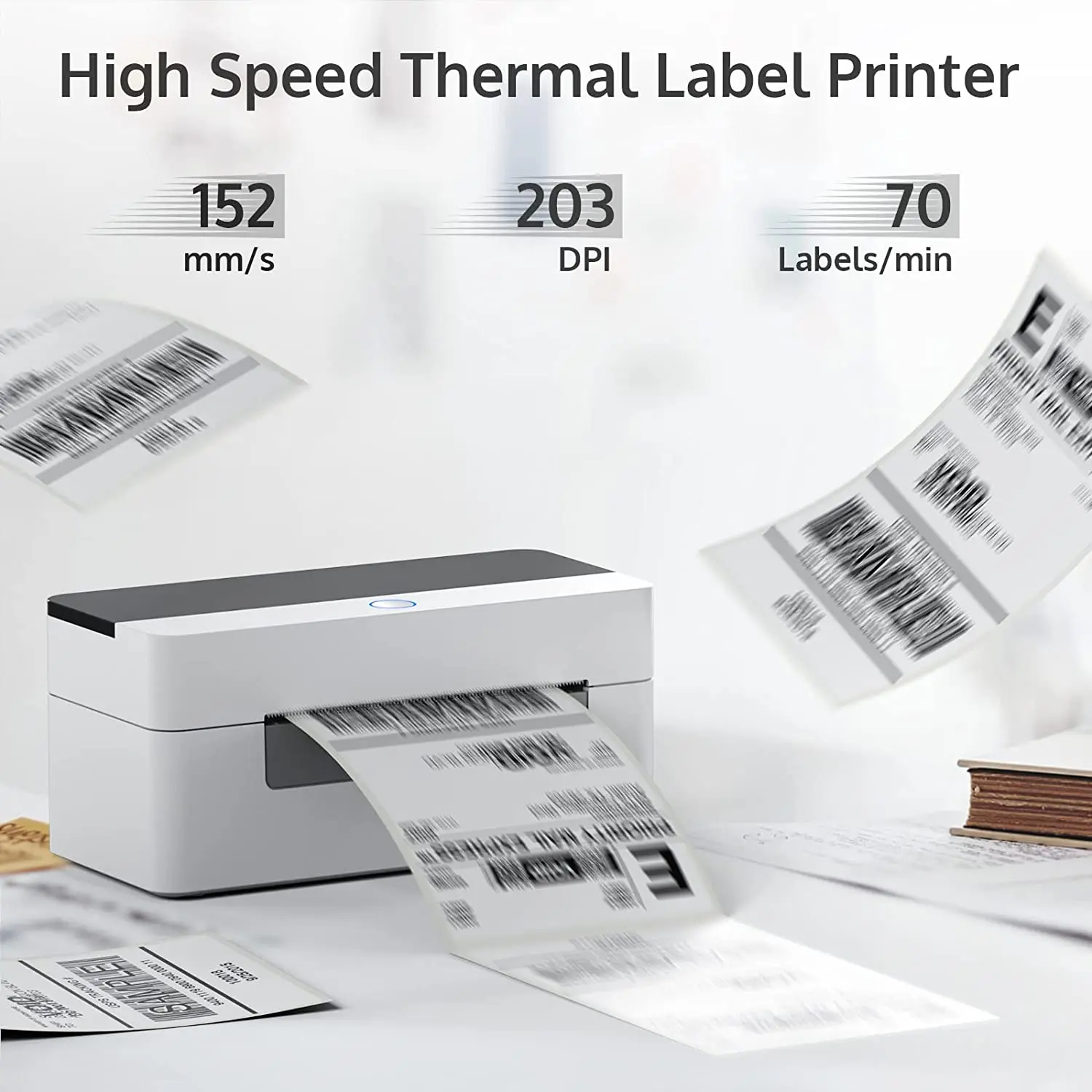 Xprinter Shipping Label Printer with Holder for Logistics Packages High Speed Thermal Commercial Barcode Marker for Ship Station