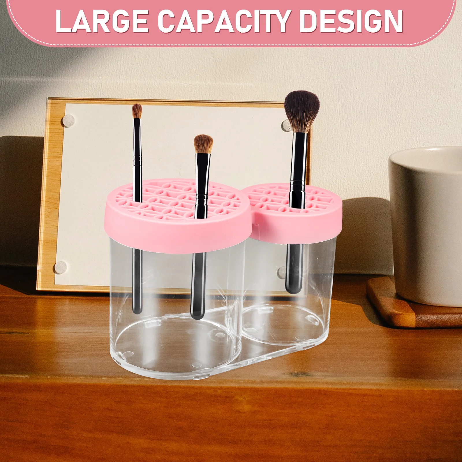 

Makeup Brush Storage Tube Large Capacity Multi-Grid Desktop Organizer for Vanity Countertop Bathroom Drying Rack Compatible with