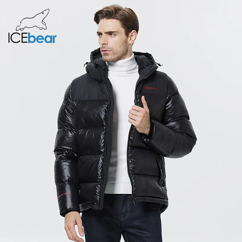 ICEbear 2023 New men\'s short casual winter parkas sporty windproof cotton jackets with removable hat MWD22976I