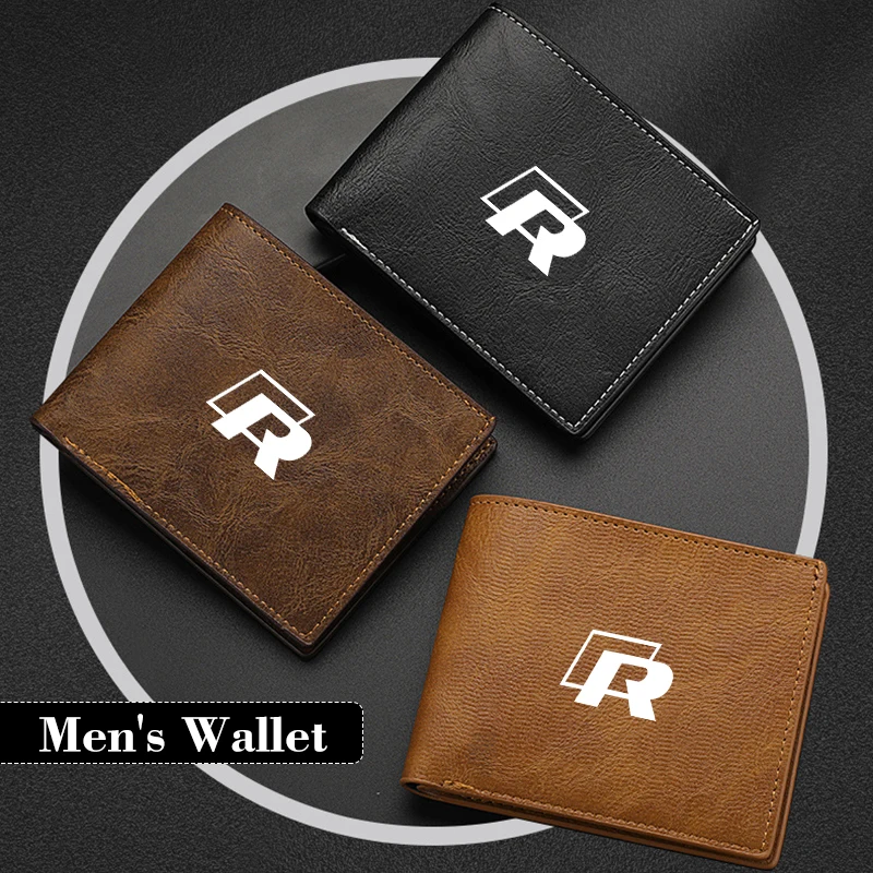 Men Wallet Car Logo Leather Coin Purse Personalised ID Card Holder For VW Golf 5 7 Jetta Sagitar Magotan Passat Tiguan Scirocco