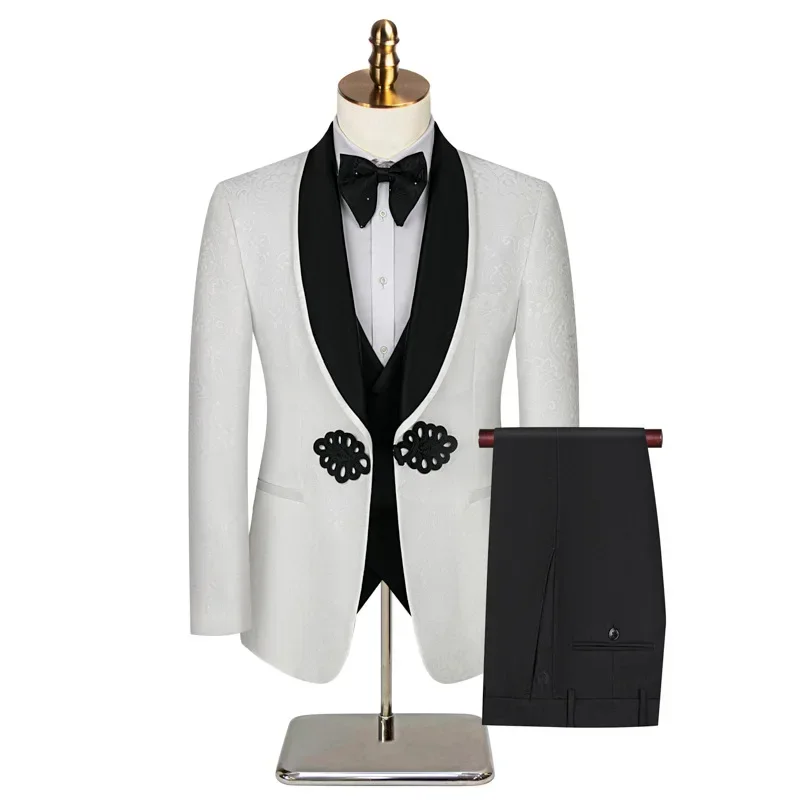 

Fashion Boutique Men Leisure Business Suits Trousers Waistcoat / Male Flower Suit Blazers Jacket Coat Vest Pants 3 Pieces Sets