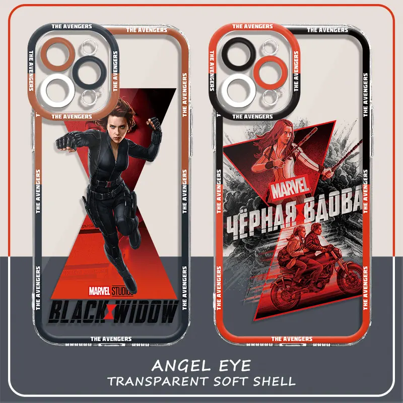 Marvel Black Widow Phone Case for Apple iPhone 11 Pro X 7 6s SE XS 14 15 Plus 8 XR 12 Mini 13 Pro Max Cover Transparent Soft TPU