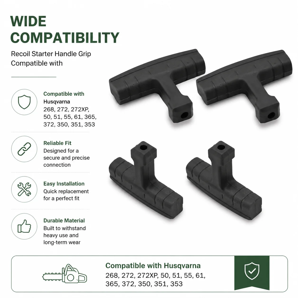 2Pcs Recoil Starter Handle Grip Replacement for Husqvarna Chainsaw 268 272 272XP 50 51 55 61 OEM 503543901 Saw Parts Accessories