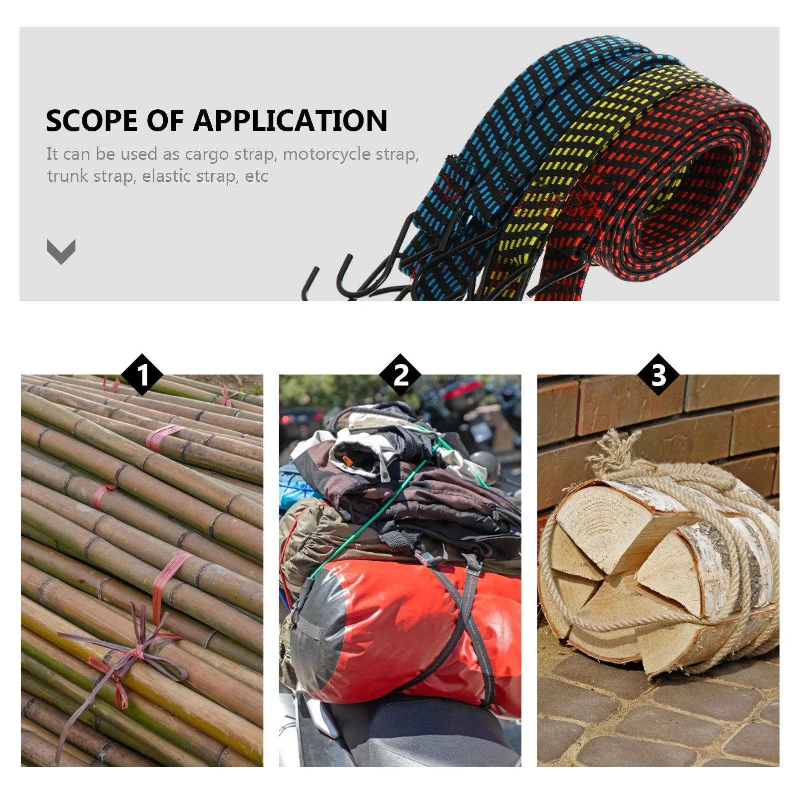 

4Pcs Cargo Binding Belt Elastic Tensioner Straps for Motorcycle Car Load Secure Heavy Duty Fastening Tightening Rope