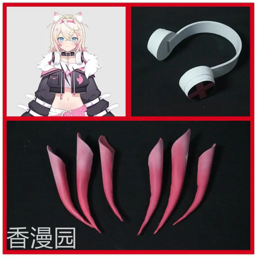 Anime Vtuber Mococo Abyssgard Headset Paw Toys Cosplay Costume Men Women Student Take Photos Props Accessories Xmas Gifts