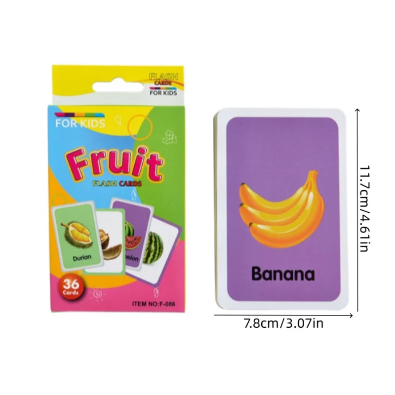 36pcs/box Early Childhood Education card animal fruit food color shape English character Montessori Toy Memory Training card