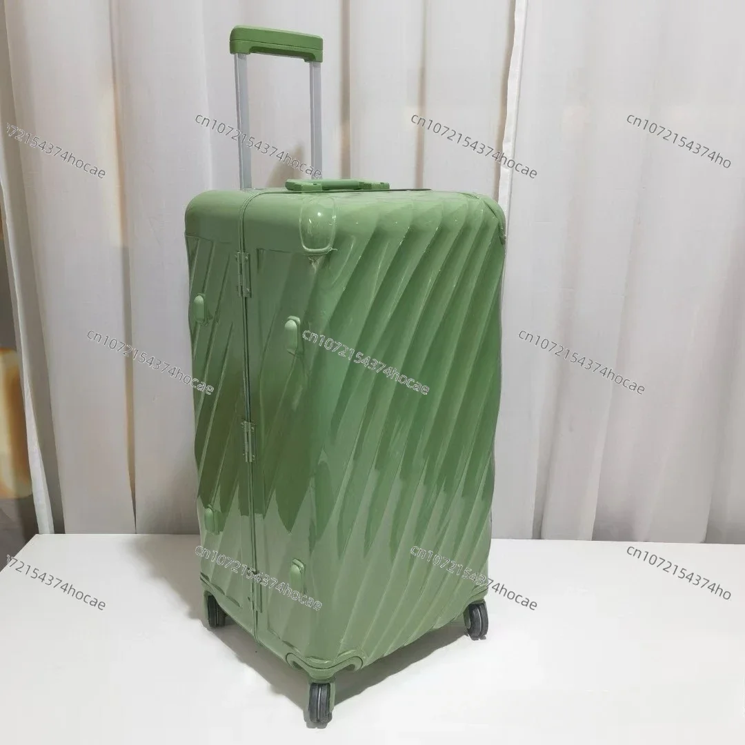 Aluminum frame PC trolley case Customs lock Sports model Square fat checked travel suitcase Universal wheel