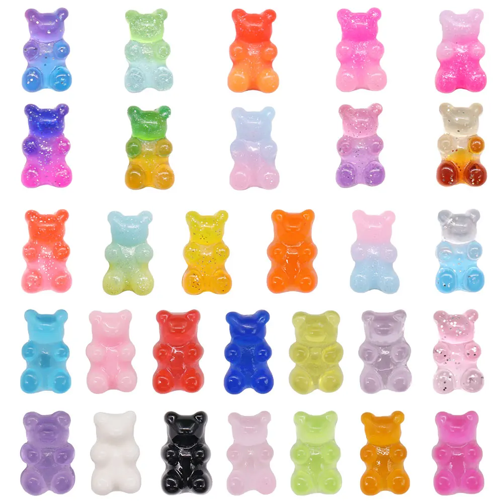 50pcs Wholesale Resin Mix Crystal Bear Lovely Shoes Button Charms Colorful Sandals Decorations Fit Adult Wristband