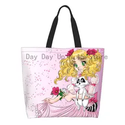 Anime Manga sacos de compras, doces, doces, mercearia, impressão bonito, lona Shopper Tote, sacos de ombro, grande capacidade, bolsa durável