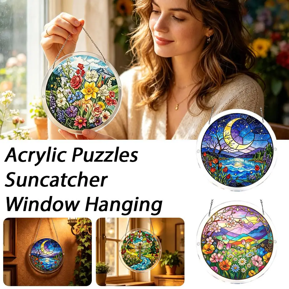 18/20cm Acrylic Puzzle Suncatcher Window Hanging Colorful Ornament Garden Home Decor Unique Gift for Friends & Family