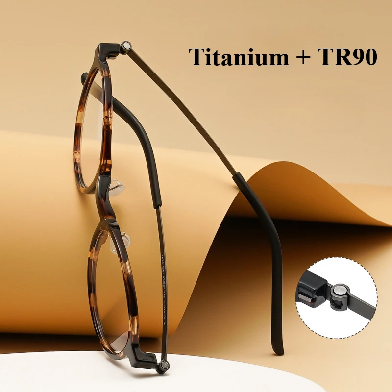 Denmark Brand Business Retro Round Turtle Screwless Eyeglasses Designer Men Women Ultra-light Titanium Myopia Full Rim Eyewear