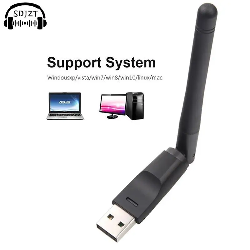 محول واي فاي USB صغير لاسلكي ، 150Mbps ، محول LAN ، جهاز استقبال ، هوائي للكمبيوتر ، ويندوز