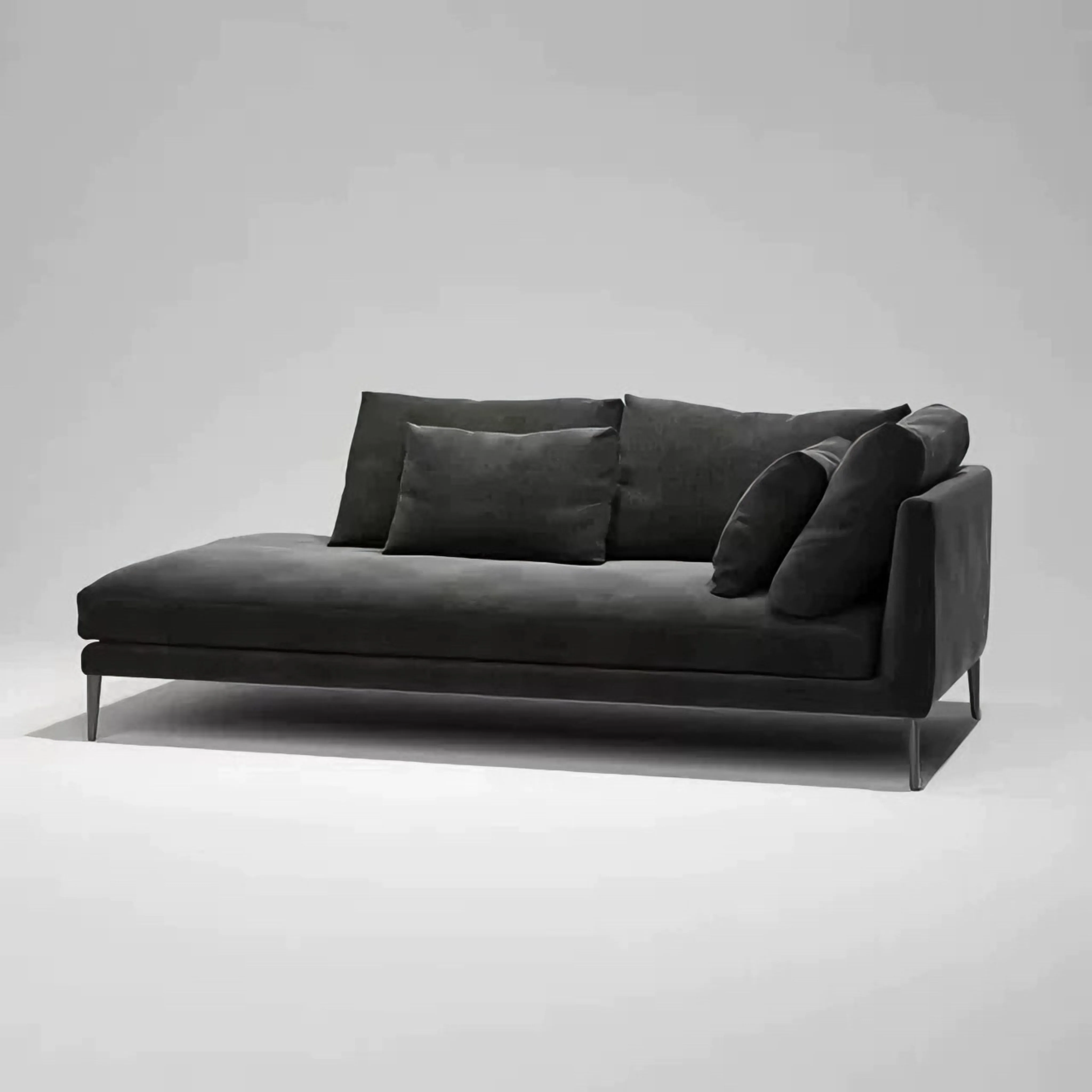 #Modern Minimalist One-Seater Chaise Lounge Sofa High-Density Foam Velvet Upholstered Durable No Assembly Apartment Hotel Villa