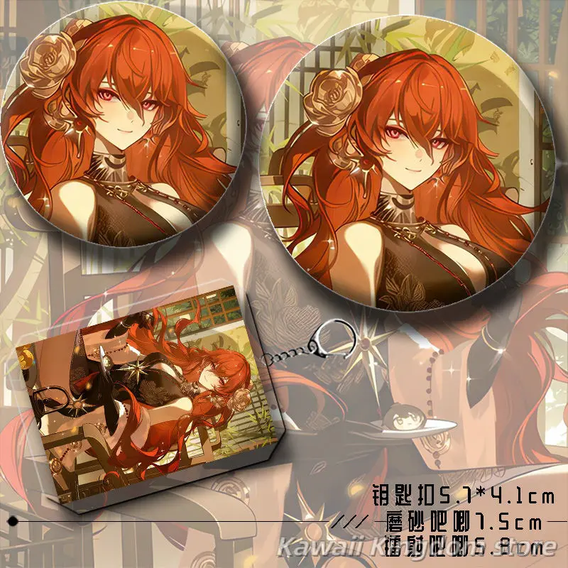 Wuthering موجات أوغوستا تأثيري الليزر تذكرة كتلة مفتاح سلسلة شارة بطاقة بريدية 6 قطعة/المجموعة التميمة طالب ملحق المشجعين هدية