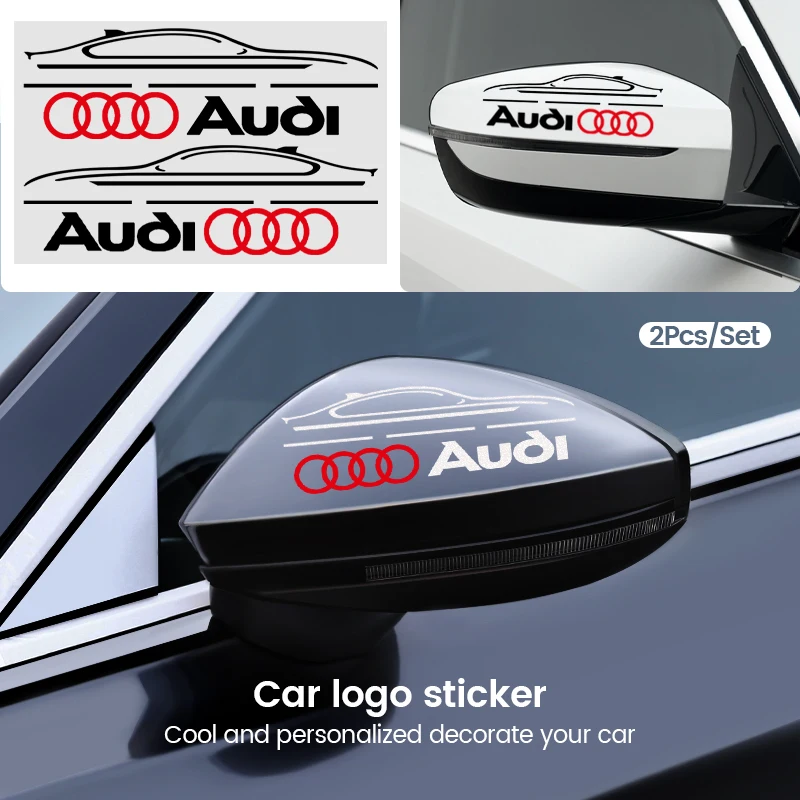 Adesivo Decoração Espelho Retrovisor para Audi, Car Styling, A6, C5, C6, C7, C8, A4, B5, B6, B7, B8, B9, S3, S4, S5, Q3, 8U, Q5, 8R, Q7, Q8, TT, A3, 8V, V8