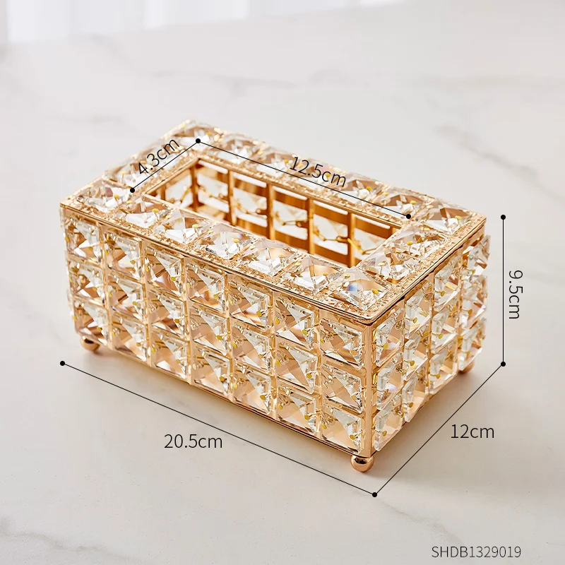 Crystal Tissue Box Nordic Fashionable Office Table Napkins Storage Box Bar Gold Diamond Holder Living Room Bedroom Decor Gift