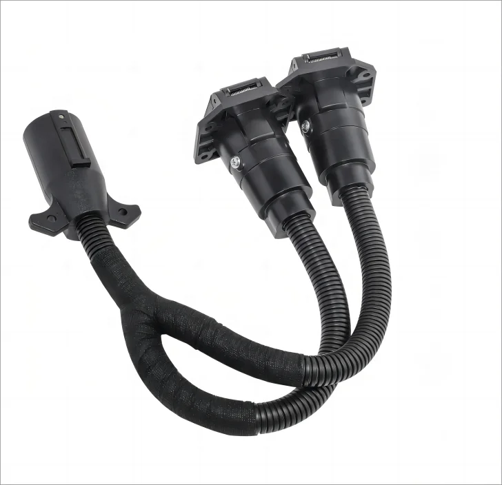 7-Pin Trailer Adapter Y Splitter Plug Male 7-Way to Dual Female Blade Connectors