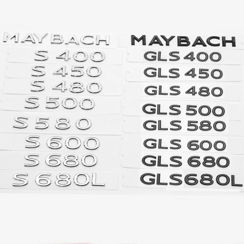 1PCS MAYBACH letter logo car for  MAYBACH S400L S480 S580 S600 S680 GLS600 680 rear trunk labeling accessories refit decals