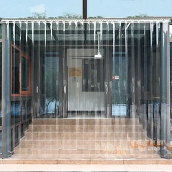 Windproof Door Curtain PVC Transparent Air-conditioning Soft Curtain Hanging Strip Decor Screen Indoor Outdoor Heat Insulation