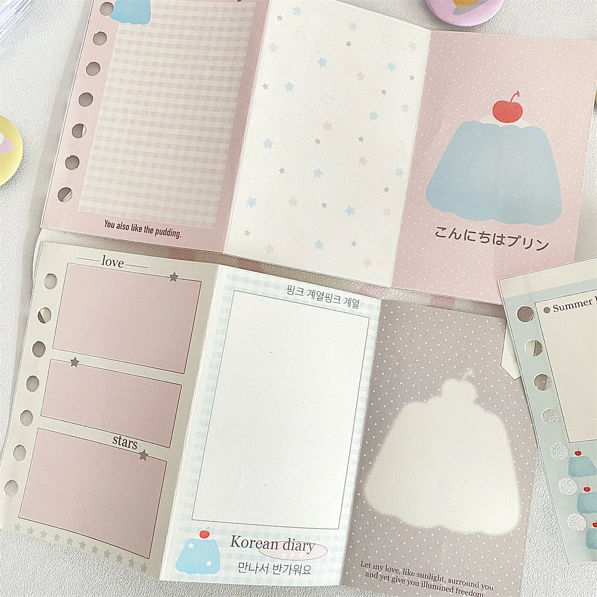 M5 10 arkuszy potrójnie składanych kolorowych luźnych kartek wewnętrznych dziennik akcesoria do szkicowników pamiętnik artykuły biurowe