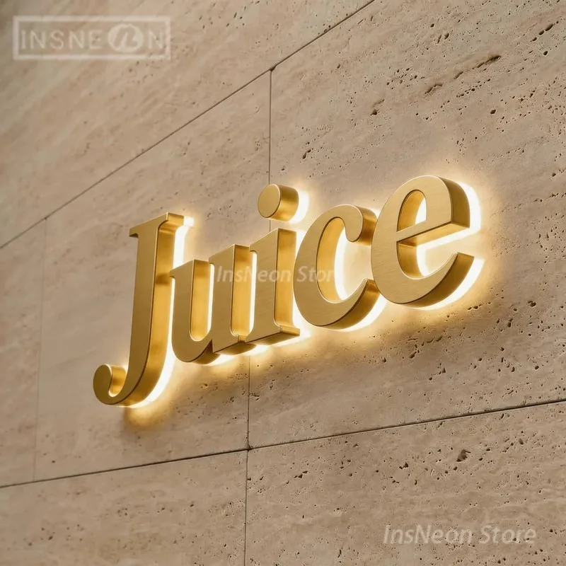 Neon Letters Business Signs Custom Led Sign Signboard Juice Luminous Labels Logo Wall Signage Poster Backlit Advertising Lights