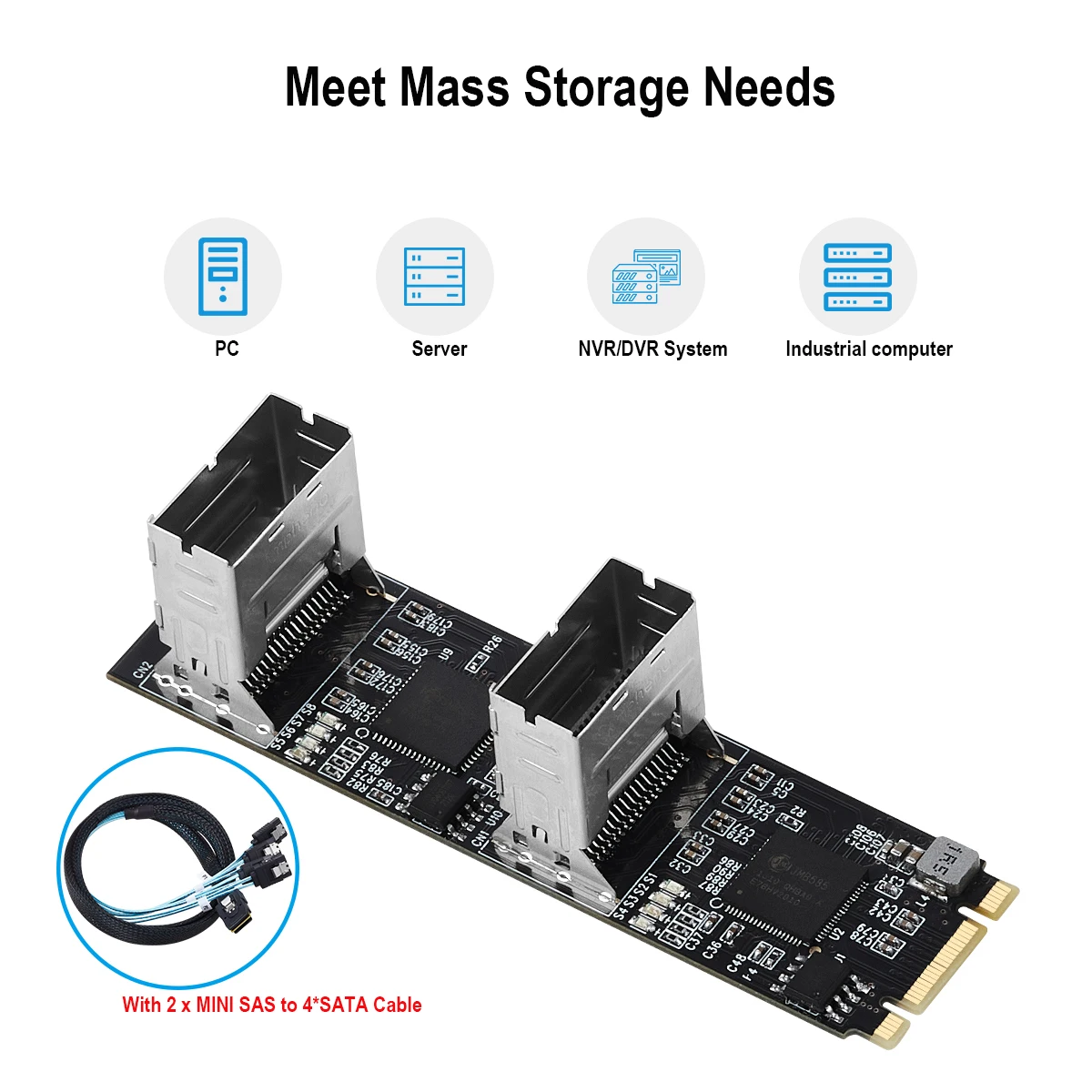 Imagem -04 - Iocrest M.2 Pcie3.0 a Portas Sata 6g Multiplicador Controlador Placa b m Chave Ngff Cada Porto Chega 6gbps com Mini Sas Interface