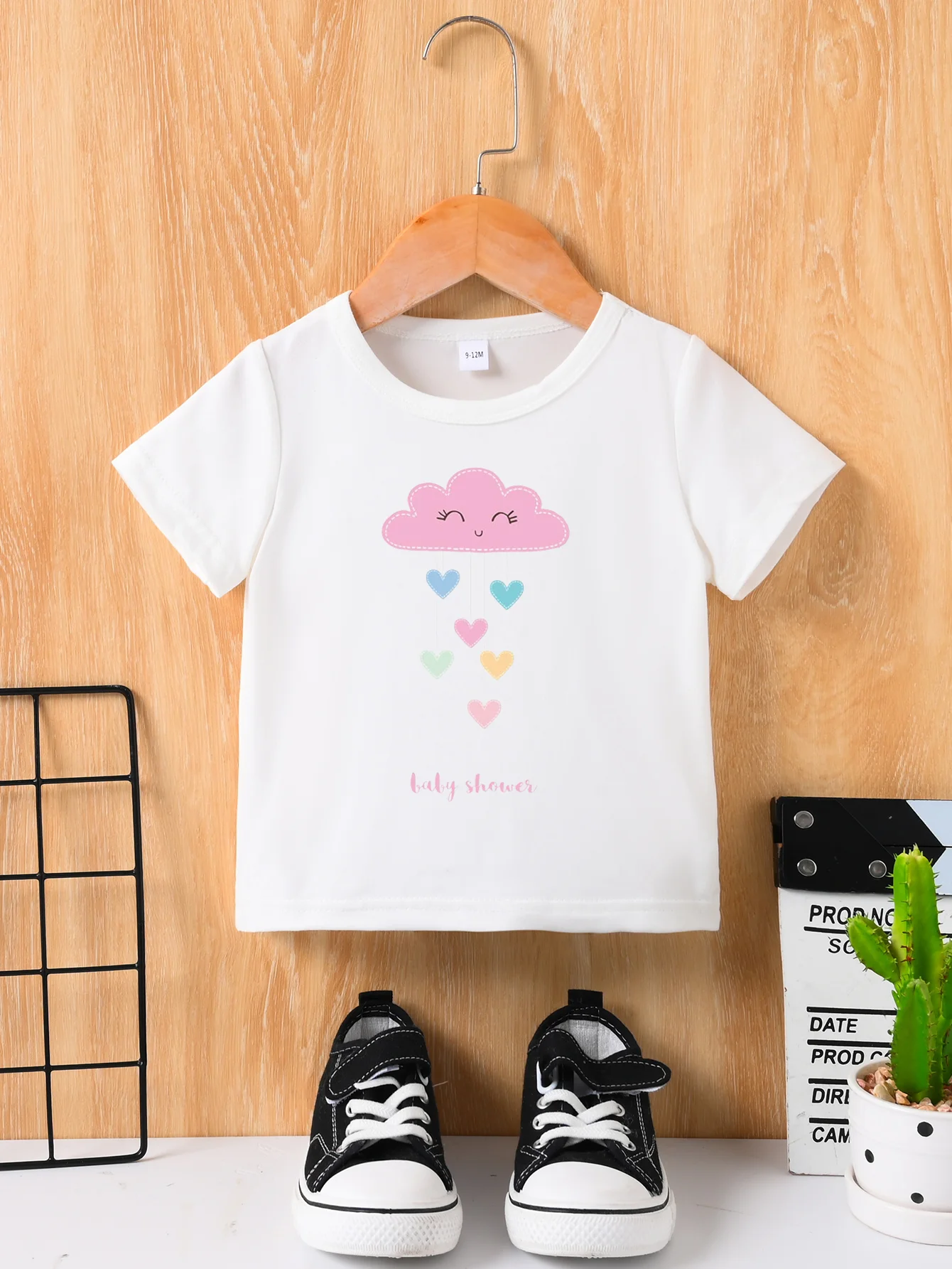 Summer New Male And Female Baby Short Sleeve White T-Shirt Round Neck Pullover Top